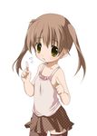  brown_eyes brown_hair child flat_chest kosumo long_hair original simple_background solo thighhighs twintails white_background 