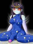  1girl aqua_skin bishoujo_senshi_sailor_moon black_hair blue_skin blush breasts cum cum_on_body cum_on_lower_body cum_on_upper_body decensored flaccid futanari long_hair monster_girl penis purple_bonus red_eyes swin_suit titus_(bishoujo_senshi_sailor_moon) uncensored youma 