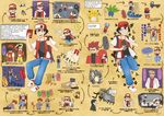  6+boys channeler_(pokemon) charizard crown gen_1_pokemon gold_(pokemon) growlithe hat highres key multiple_boys multiple_girls oddish ookido_green ookido_yukinari partially_translated pikachu pokedex pokemon pokemon_(creature) pokemon_(game) ramune_(r2125) red_(pokemon) red_(pokemon_rgby) rope sakaki_(pokemon) team_rocket translation_request wataru_(pokemon) 