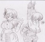  absurdres ayane_(doa) cosplay dead_or_alive headswap highres kasumi_(doa) long_hair multiple_girls role_reversal short_hair sketch 