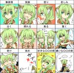  braid chart expressions green_eyes green_hair kemonomimi kitsunemimi saitou_kon shingetsu_takehito tail translation_request twin_braids wafuku 