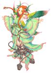  absurdres avalon_code braid chain detached_sleeves flower green_eyes haccan headdress highres long_hair mieli official_art orange_hair pointy_ears simple_background solo 