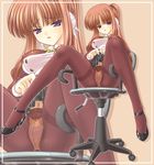  artist_request blue_eyes brown_legwear chair crotch_seam duplicate lingerie long_hair milfa navel orange_hair panties panties_under_pantyhose pantyhose purple_eyes robot_ears skirt skirt_lift solo thighband_pantyhose to_heart_2 to_heart_2_ad underwear 