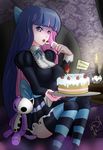  artist_request blush breasts cake cleavage dress food goth gothic panty_&amp;_stocking_with_garterbelt stocking_(character) stocking_(psg) 