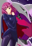  1girl blue_eyes cape gundam haman_karn magenta_hair pink_hair qubeley short_hair shouji_2 shouji_nigou zeta_gundam 