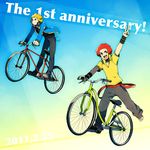  2boys bicycle denji_(pokemon) denzi_(pokemon) gym_leader kurocchirokko kurochiroko multiple_boys pixiv_thumbnail pokemon resized 