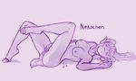  anthro anus breasts caprine female fingering hair horn horns lying mammal masturbation mosa nipples nude on_back plain_background purple purple_hair pussy sheep solo tyu white_background 