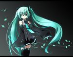  aqua_eyes aqua_hair bad_id bad_pixiv_id detached_sleeves hatsune_miku letterboxed long_hair necktie pf skirt sleeves_past_wrists smile solo thighhighs twintails very_long_hair vocaloid 