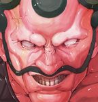  black_hair capcom grin hakan lionel_nakamura looking_at_viewer male male_focus oil pixiv_thumbnail pupiless_eyes red_skin resized shiny shiny_skin smile street_fighter white_eyes you_gonna_get_raped 