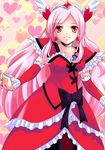  black_choker black_legwear bow choker cure_passion dress fresh_precure! frills hair_ornament hairpin heart heart_hair_ornament higashi_setsuna long_hair magical_girl okazaki_mitsuki pantyhose pink_hair precure red_eyes ribbon smile solo tiara wings 