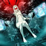  barefoot eva_(universal_fighting_system) feet genzoman glowing long_hair monitor nude original sitting solo universal_fighting_system visor 