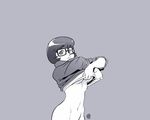 breasts duplicate glasses greyscale medium_breasts monochrome qiqo scooby-doo sleeves_pushed_up solo underboob undressing velma_dace_dinkley 