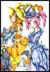  3girls armor bnahabra_(armor) capcom character_request hat highres monster_hunter monster_hunter_portable_3rd mosgharl_(armor) multiple_girls nighmare_(armor) nightmare_(armor) top_hat witch_hat 