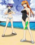  beach bikini day highres lyrical_nanoha mahou_shoujo_lyrical_nanoha_strikers multiple_girls okuda_yasuhiro outdoors subaru_nakajima swimsuit teana_lanster third-party_edit water_gun 