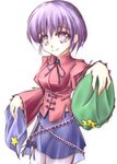  bad_id bad_pixiv_id breasts hat jiangshi kouusagi medium_breasts miyako_yoshika no_ofuda outstretched_arms purple_eyes purple_hair short_hair skirt smile solo star touhou 