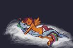  &lt;3 anthro anthrofied blue_body blush breasts cloud cosmicunicorn cub cuddling duo equine female friendship_is_magic hair lesbian mammal multi-colored_hair my_little_pony nipples nude orange_body pegasus rainbow_dash_(mlp) rainbow_hair red_hair scootaloo_(mlp) scootalove small_breasts unknown_artist wings young 