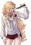  blonde_hair blue_eyes flower hair_over_one_eye knife long_hair male_focus maraich_juschenfe mushroom13 otoko_no_ko patalliro! rose shorts solo wavy_hair 