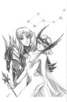  armor ass breast_grab breasts couple dubhe_siegfried god_warrior grabbing hilda legs long_hair monochrome nude polaris_hilda saint_seiya thighs torso_grab 