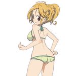  bikini blonde_hair brown_eyes butt_crack long_hair looking_back nemuro_nao original ponytail solo swimsuit 