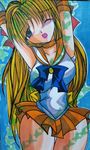  aino_minako arms arms_above_head arms_up bishoujo_senshi_sailor_moon blonde_hair blush butterflies butterfly eyes_closed open_mouth sailor_venus 