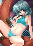  :p aqua_eyes aqua_hair bikini blue_eyes blue_hair breasts colored_eyelashes covered_nipples eyelashes heterochromia karakasa_obake purple_umbrella red_eyes revision scarlet_(studioscr) short_hair small_breasts solo spread_legs swimsuit tankini tatara_kogasa tongue tongue_out touhou umbrella 