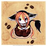 bean coffee coffee_bean cute female hair kneeling long_hair looking_at_viewer luna777 moondog red_hair smile solo taratsu_(character) 