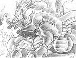  balls big_balls black_white butt cum dragon fire gideon greyscale hyper male monochrome muscles penis piercing solo wings 