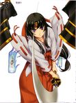  absurdres black_hair eiwa hakama headband highres japanese_clothes long_hair low-tied_long_hair miko ofuda purple_eyes queen's_blade red_hakama solo sword tomoe weapon 