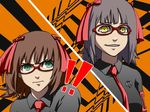  all-out_attack amami_haruka cut-in dark_haruka dual_persona glasses idolmaster idolmaster_(classic) idolmaster_live_for_you! multiple_girls parody persona persona_4 punkish_gothic zearthp 