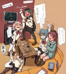  5girls akemi_homura black_hair black_legwear blue_hair blush bow bow_panties breast_grab brown_legwear clothes_theft comic drunk empty_eyes grabbing kaname_madoka karaoke kyubey long_hair lyrics mahou_shoujo_madoka_magica mami_mogu_mogu miki_sayaka multiple_girls oktavia_von_seckendorff panties panties_around_one_finger panties_removed pantyhose pink_panties pulque saitou_chiwa sakura_kyouko school_uniform seiyuu_connection sexually_suggestive short_hair spoilers theft thighhighs tomoe_mami translated underwear underwear_theft white_legwear yuri 