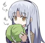  ane angel_beats! cabbage eating grey_eyes long_hair school_uniform silver_hair solo tenshi_(angel_beats!) 