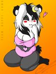  &hearts; bear big_breasts blush breasts chubby cjrfm cleavage clothed clothing cute female hair kneeling luna_the_panda_bear mammal panda pudgy smutbunny solo team-happi-bomb thighs two-tone_hair two_tone_hair 