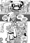  3boys antaria chinese comic crab doujinshi ghost_(psg) greyscale kneesocks_(psg) monochrome multiple_boys multiple_girls panty_&amp;_stocking_with_garterbelt scanty_(psg) thighhighs translated 