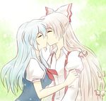  closed_eyes couple fujiwara_no_mokou kamishirasawa_keine kiss lowres multiple_girls pandagirlz touhou yuri 