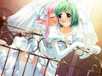  bed blush censored futa_on_futa futanari green_hair pink_hair tagme tekoki tsuiteru wedding_dress 