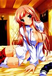  areolae asanuma_katsuaki color_issue dress_shirt garter_belt jpeg_artifacts no_bra open_shirt oppai pantsu stockings string_panties thighhighs 