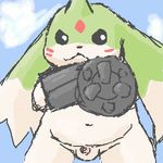  chubby digimon fat gargomon looking_at_viewer low_res male navel nude outside overweight penis pose solo standing unknown_artist weapon 