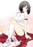  absurdres bad_id bad_pixiv_id black_hair bob_cut breasts buruma chiha durarara!! glasses gym_uniform highres large_breasts red_eyes short_hair solo sonohara_anri 