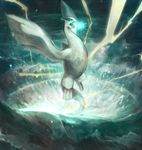  banned_artist gen_2_pokemon glowing lightning lugia no_humans pokemon pokemon_(creature) suiiro water 