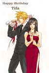  bouquet cloud_strife couple dress final_fantasy final_fantasy_vii flower formal single_strap suit tifa_lockhart tifa_lockheart 