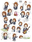  ^_^ akiyama_mio brown_hair buki56 closed_eyes commentary_request eating food guitar hirasawa_yui instrument k-on! school_uniform short_hair solo translation_request un_tan wagashi youkan_(food) 