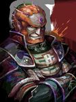  armor artist_request beard crossed_arms facial_hair ganondorf gerudo hair_ornament male_focus orange_hair pointy_ears red_eyes red_hair smile solo the_legend_of_zelda the_legend_of_zelda:_twilight_princess 