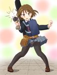  bag belt brown_eyes brown_hair chunpai guitar_case hand_drill heart hirasawa_yui holster instrument_case k-on! panties panties_under_pantyhose pantyhose pantyshot school_uniform short_hair solo tools underwear 