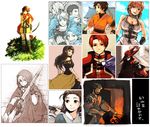  4girls 6+boys big_breasts black_eyes black_hair bow_(weapon) breasts brown_eyes brown_hair camus_(suikoden) cape character_request cleavage clive_(suikoden) female flik gensou_suikoden gensou_suikoden_ii gun hat headband hood large_breasts long_hair male morisuke multiple_boys multiple_girls oulan pointy_ears quiver red_eyes red_hair redhead short_hair suikoden suikoden_ii weapon 