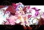  asyura7 bad_id bad_pixiv_id bat_wings bloomers blue_eyes hat highres red_eyes remilia_scarlet short_hair solo touhou underwear wings 