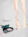  ? barefoot butterfly_wings english feet headphones magnet_(vocaloid) red_string simple_background solo string vocaloid wings 