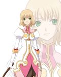  blonde_hair bow_(weapon) cosplay crossover estellise_sidos_heurassein natalia_luzu_kimlasca_lanvaldear parody short_hair tales_of_(series) tales_of_the_abyss tales_of_vesperia weapon 