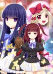  armband bangs belt blonde_hair blue_eyes blue_hair blunt_bangs brown_hair bug butterfly crown empty_eyes frederica_bernkastel hair_bobbles hair_ornament hair_ribbon hat hat_ribbon insect lambdadelta long_hair maria_(umineko) multiple_girls pink_hat purple_eyes red_eyes ribbon short_hair twintails umineko_no_naku_koro_ni ushiromiya_ange yukian 