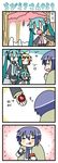  &gt;_&lt; 3girls 4koma :p =_= alternate_costume blanket blush cherry_blossoms chibi_miku closed_eyes comic food happy hatsune_miku ice_cream kagamine_rin kaito minami_(colorful_palette) multiple_girls petite_miku silent_comic spring_(season) tongue tongue_out translated vocaloid waving |_| 