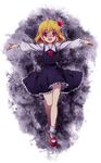  blonde_hair bobby_socks child hair_ribbon mary_janes mochiya_marosuke outstretched_arms red_eyes ribbon rumia shoes short_hair socks solo spread_arms touhou white_legwear 